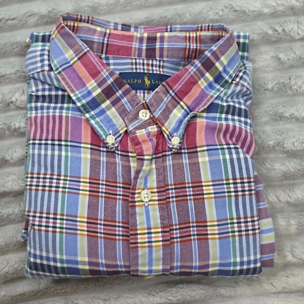 Ralph Lauren Mens Multicolor Plaid Classic Fit Button Down 2XB Colored Pony